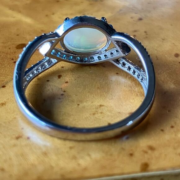 Natural Ethiopian Opal Sterling Silver Ring Size 9 - Picture 5 of 9